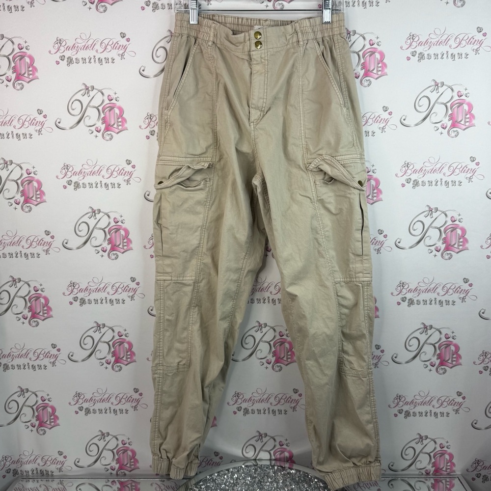 Garage pants cargo pockets Beige Cargo Jogger Pants - Lightweight Utility Style